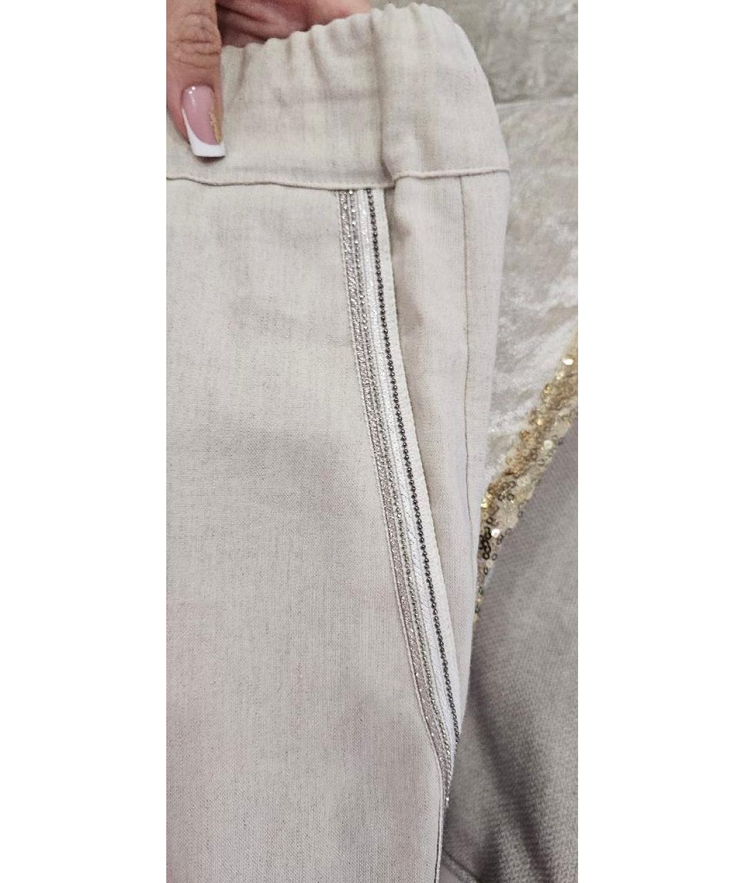 D.EXTERIOR Бежевые льняные прямые брюки, фото 5