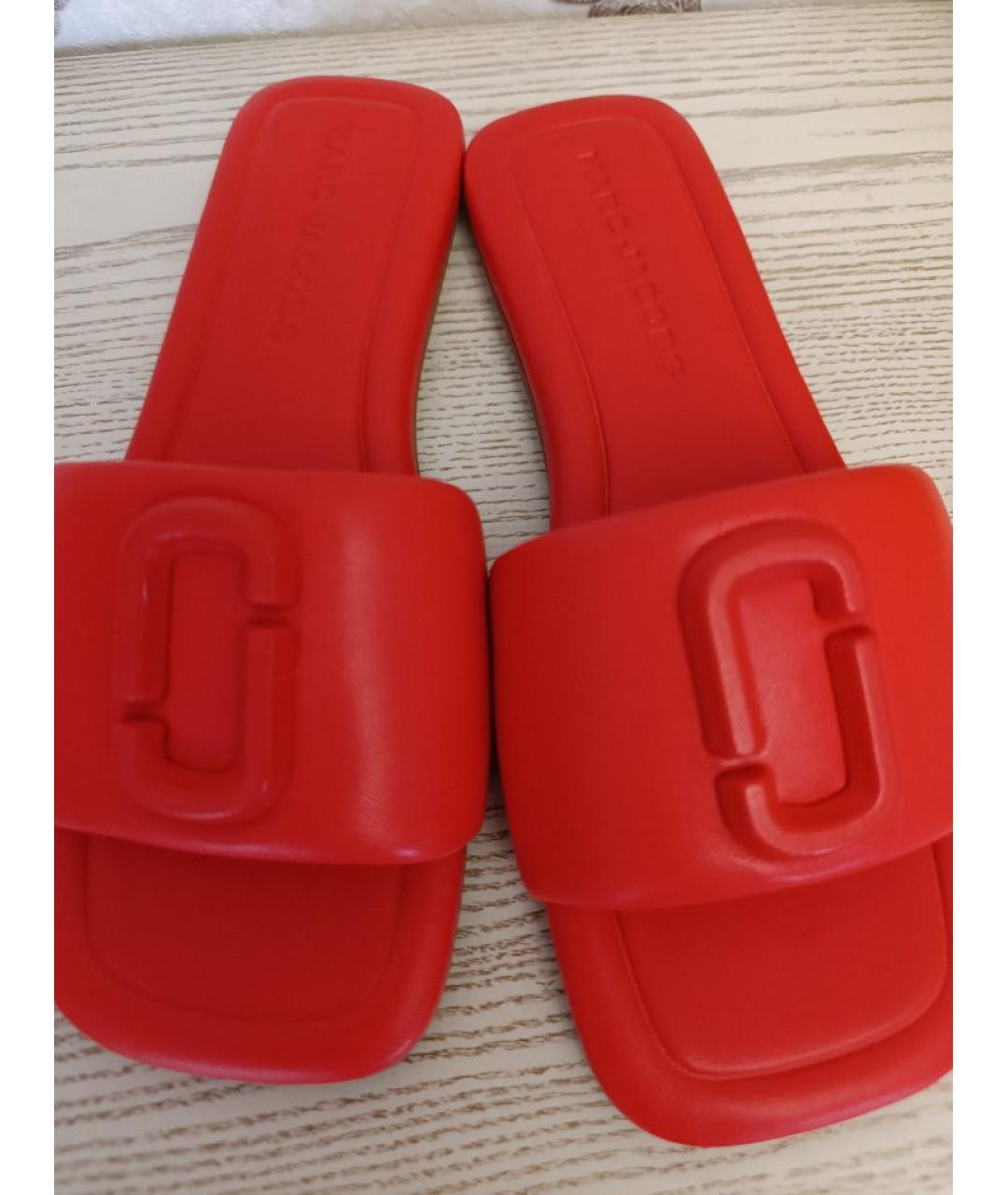 MARC JACOBS Красные кожаные шлепанцы, фото 3
