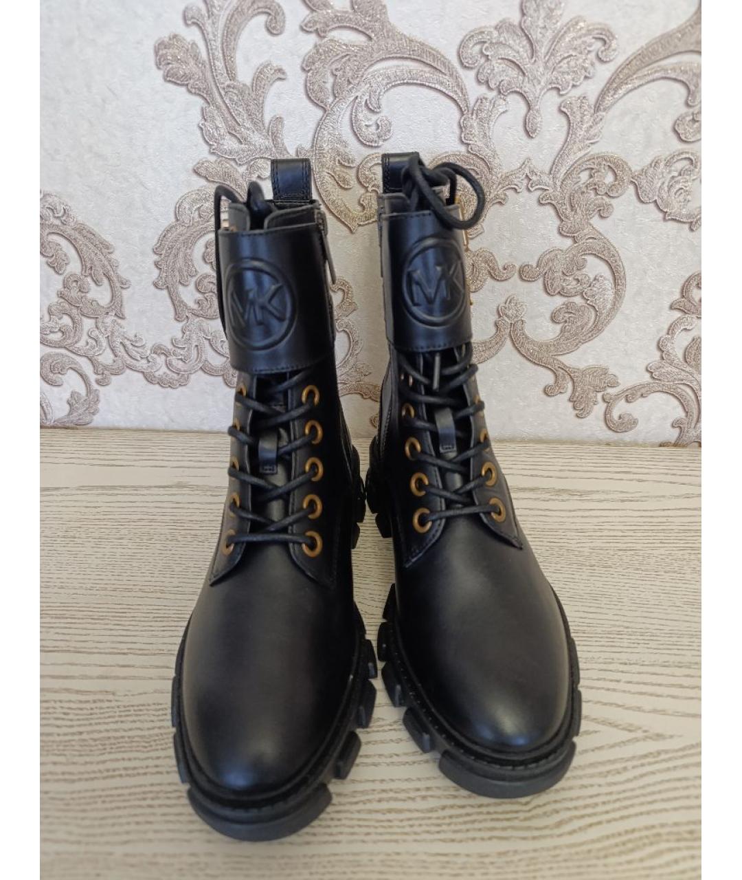 MICHAEL KORS Черные кожаные ботинки, фото 2