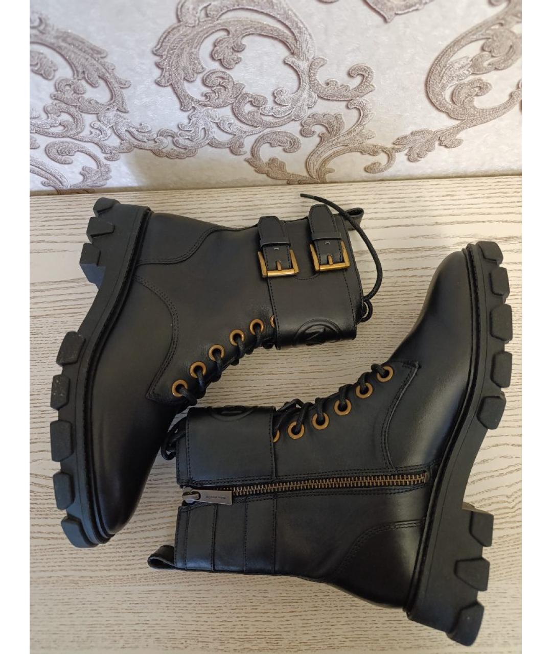 MICHAEL KORS Черные кожаные ботинки, фото 4