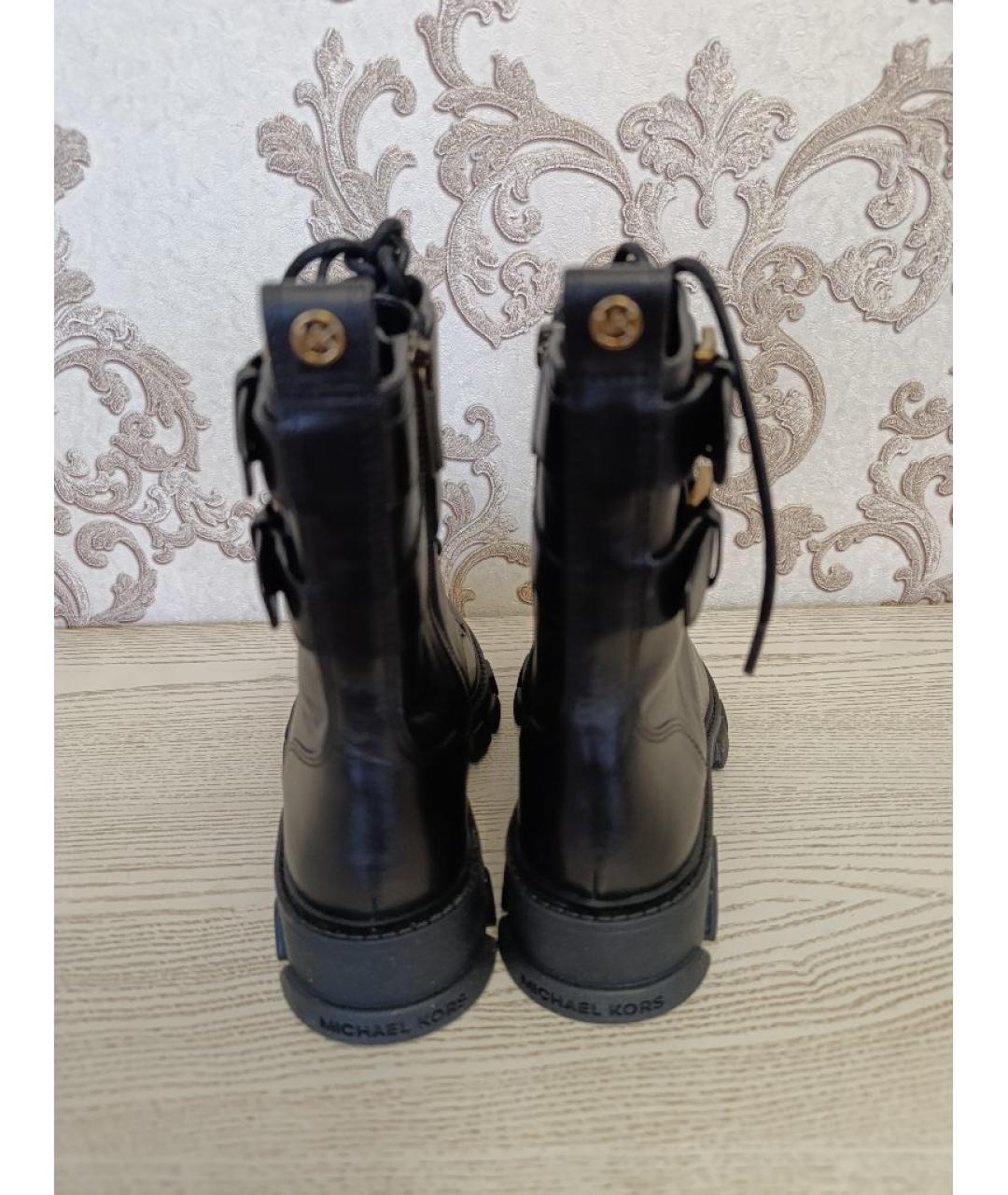 MICHAEL KORS Черные кожаные ботинки, фото 3