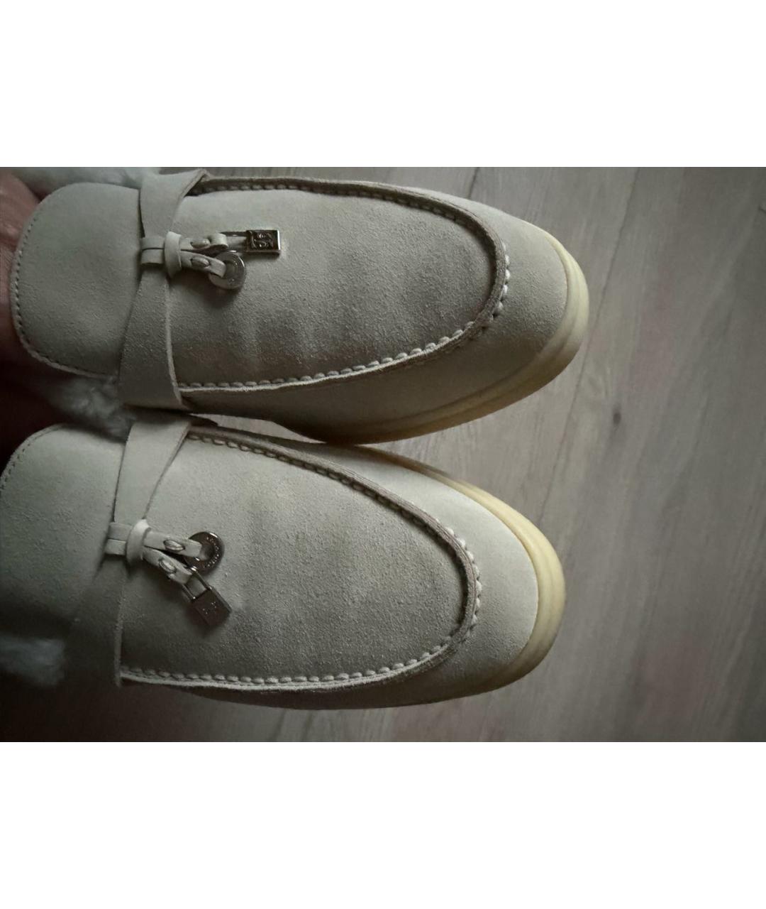 LORO PIANA Серые замшевые лоферы, фото 8