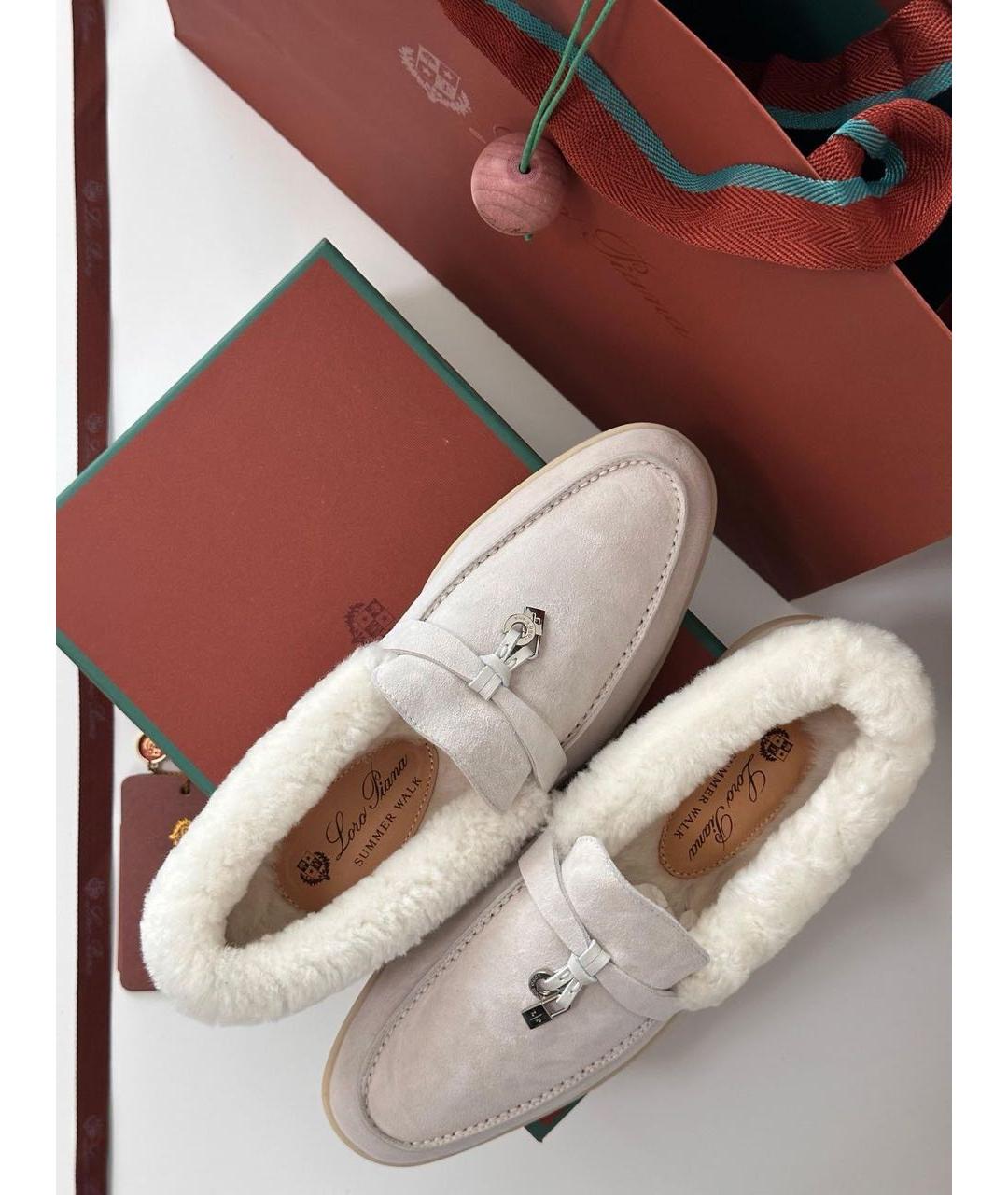 LORO PIANA Серые замшевые лоферы, фото 2