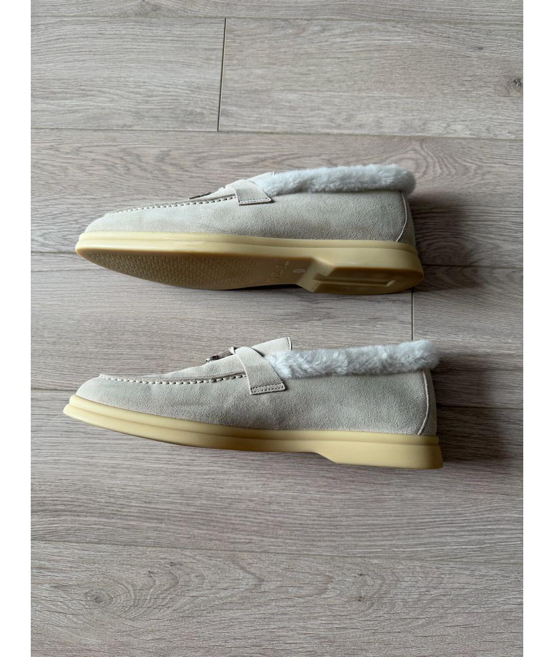 LORO PIANA Серые замшевые лоферы, фото 9