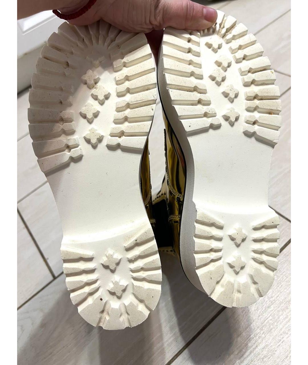 DOLCE&GABBANA Золотые кожаные ботинки, фото 7