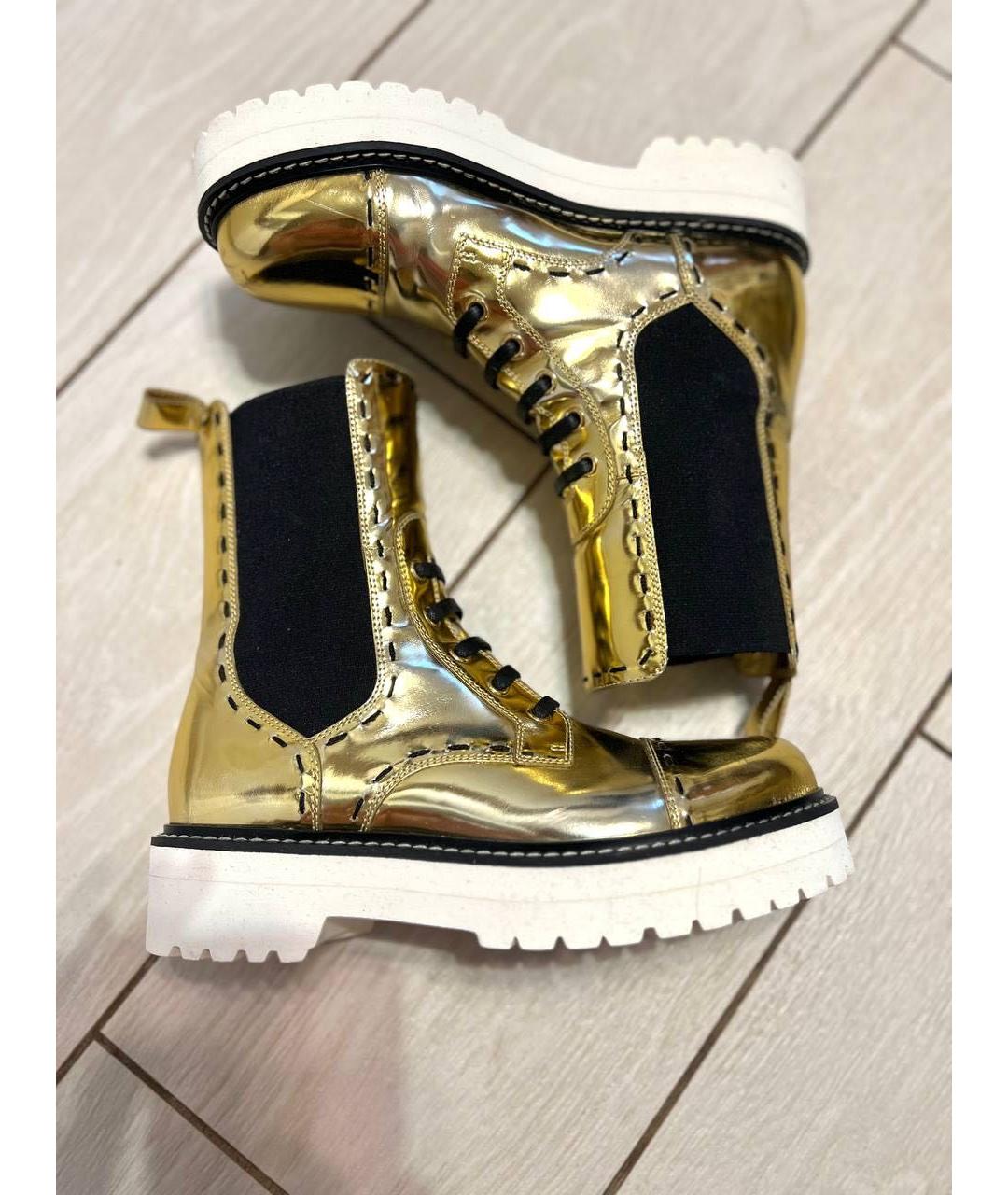 DOLCE&GABBANA Золотые кожаные ботинки, фото 3