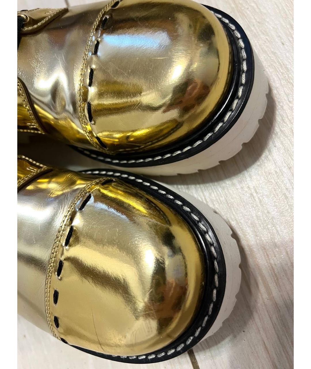 DOLCE&GABBANA Золотые кожаные ботинки, фото 6