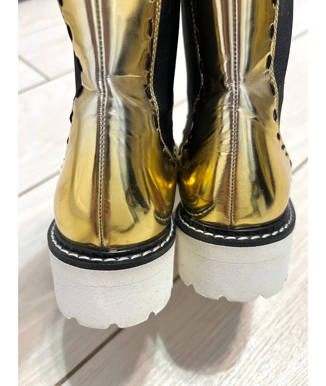 DOLCE&GABBANA Золотые кожаные ботинки, фото 4