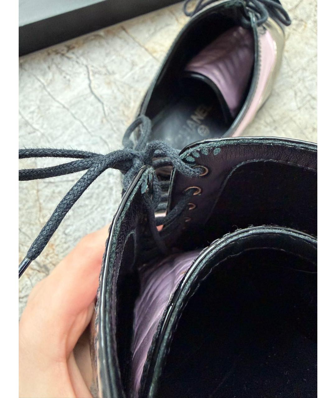 CHANEL Черные кожаные ботинки, фото 6