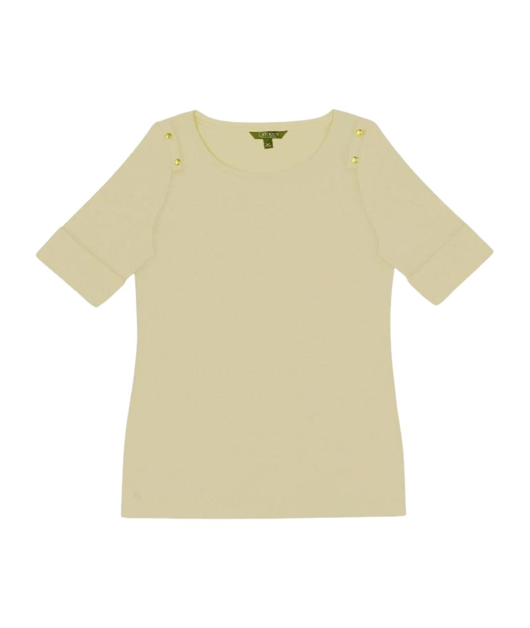 RALPH LAUREN Бежевая хлопковая футболка, фото 1