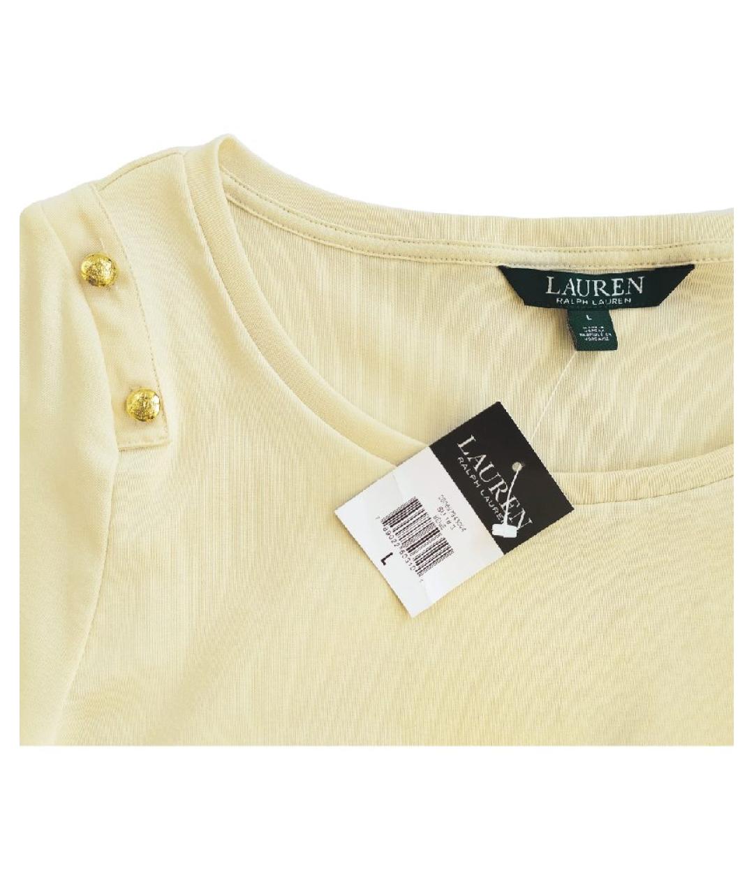 RALPH LAUREN Бежевая хлопковая футболка, фото 4