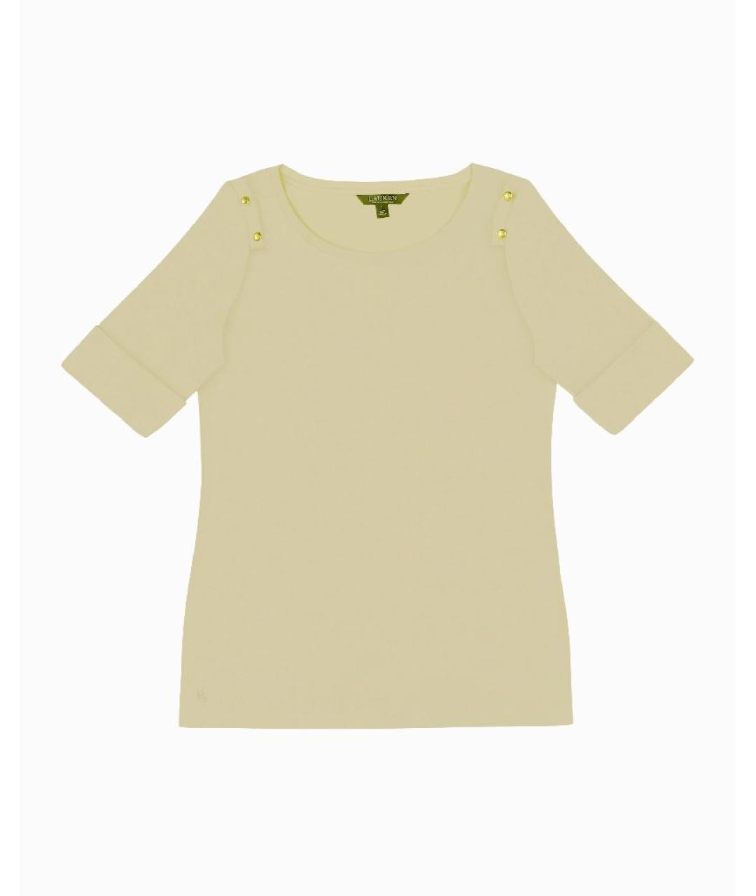 RALPH LAUREN Бежевая хлопковая футболка, фото 9