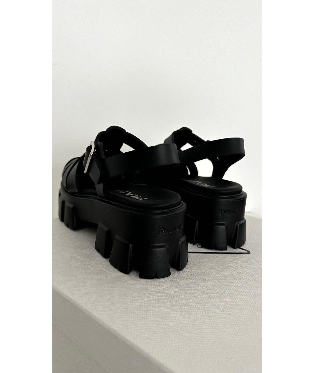 PRADA Черные кожаные сандалии, фото 4