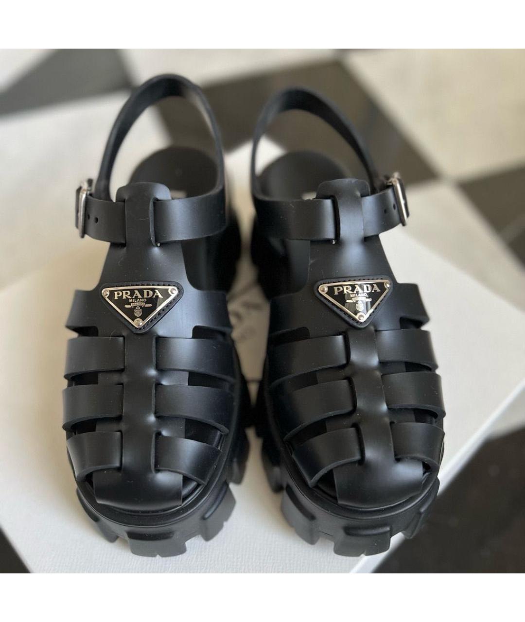 PRADA Черные кожаные сандалии, фото 6