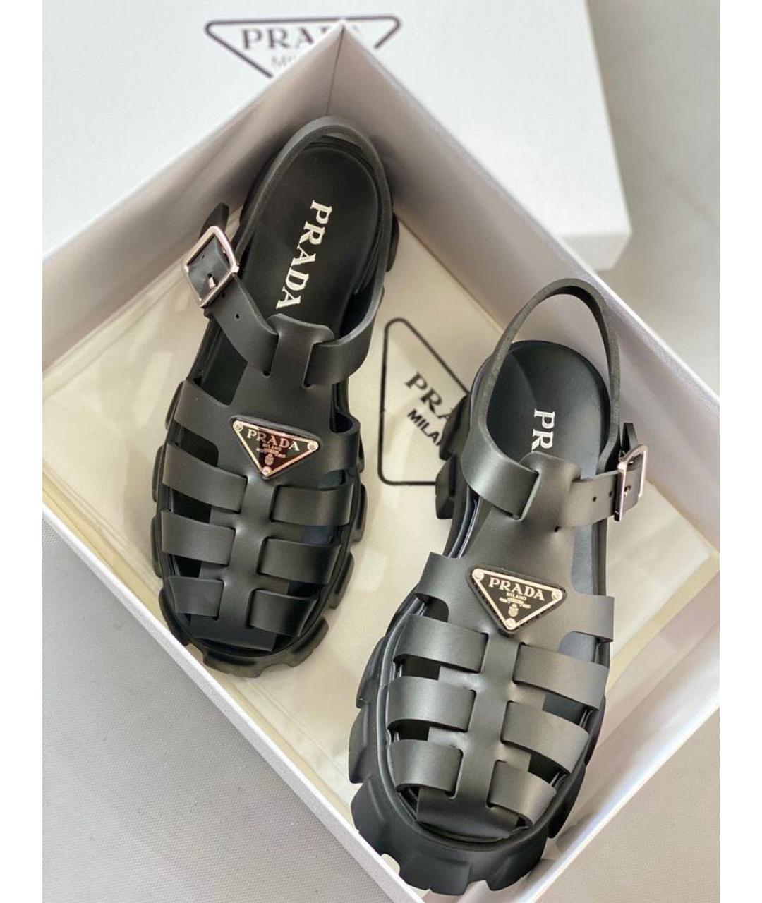 PRADA Черные кожаные сандалии, фото 7