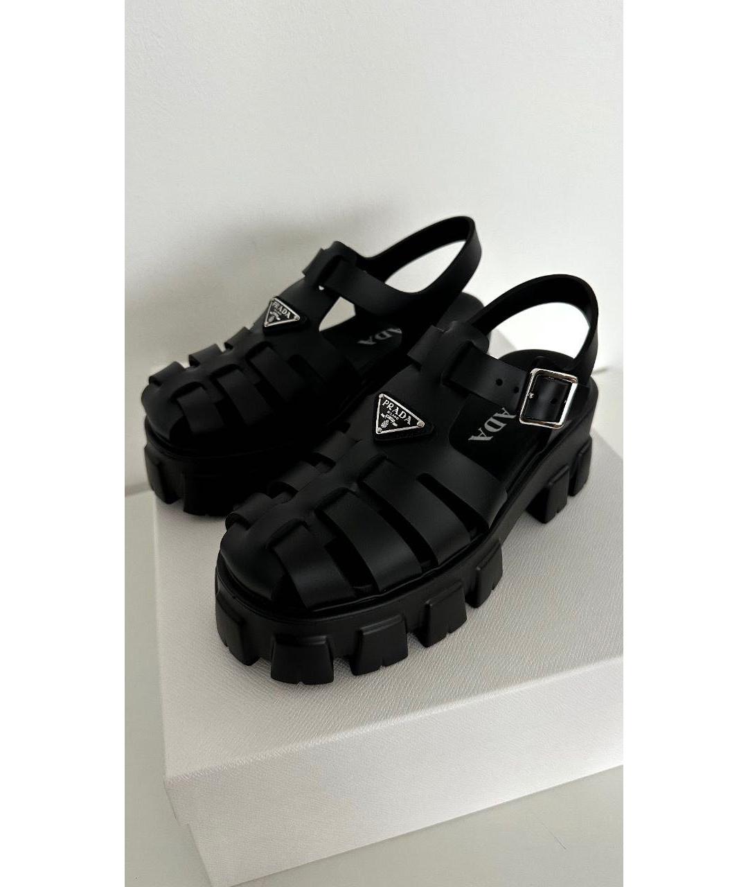 PRADA Черные кожаные сандалии, фото 2