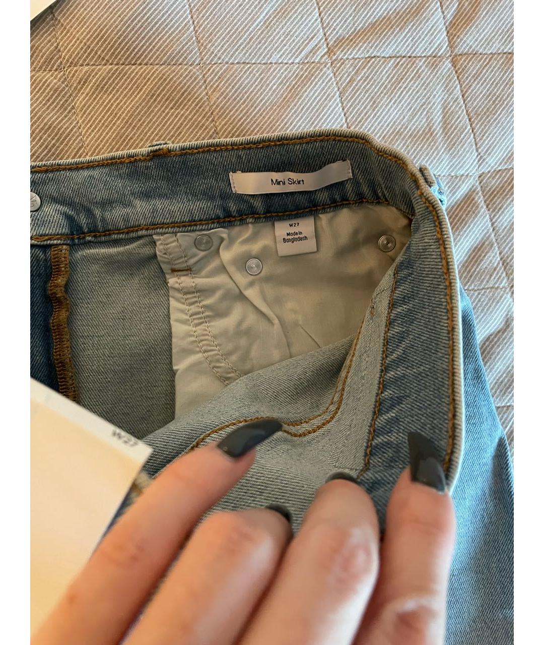 CALVIN KLEIN Голубая деним юбка мини, фото 6