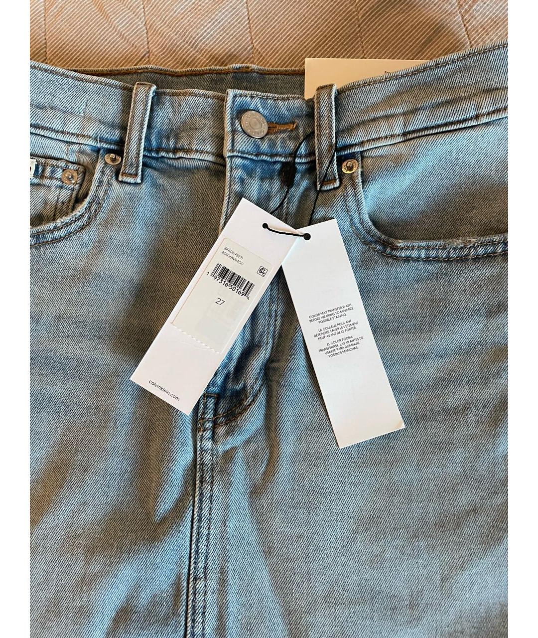 CALVIN KLEIN Голубая деним юбка мини, фото 5