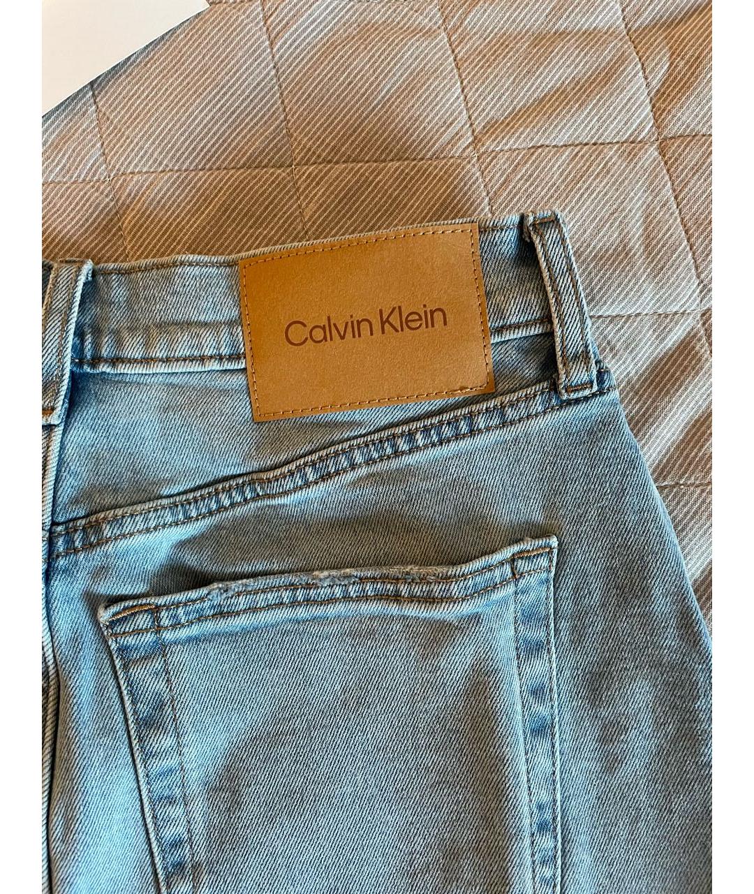 CALVIN KLEIN Голубая деним юбка мини, фото 4