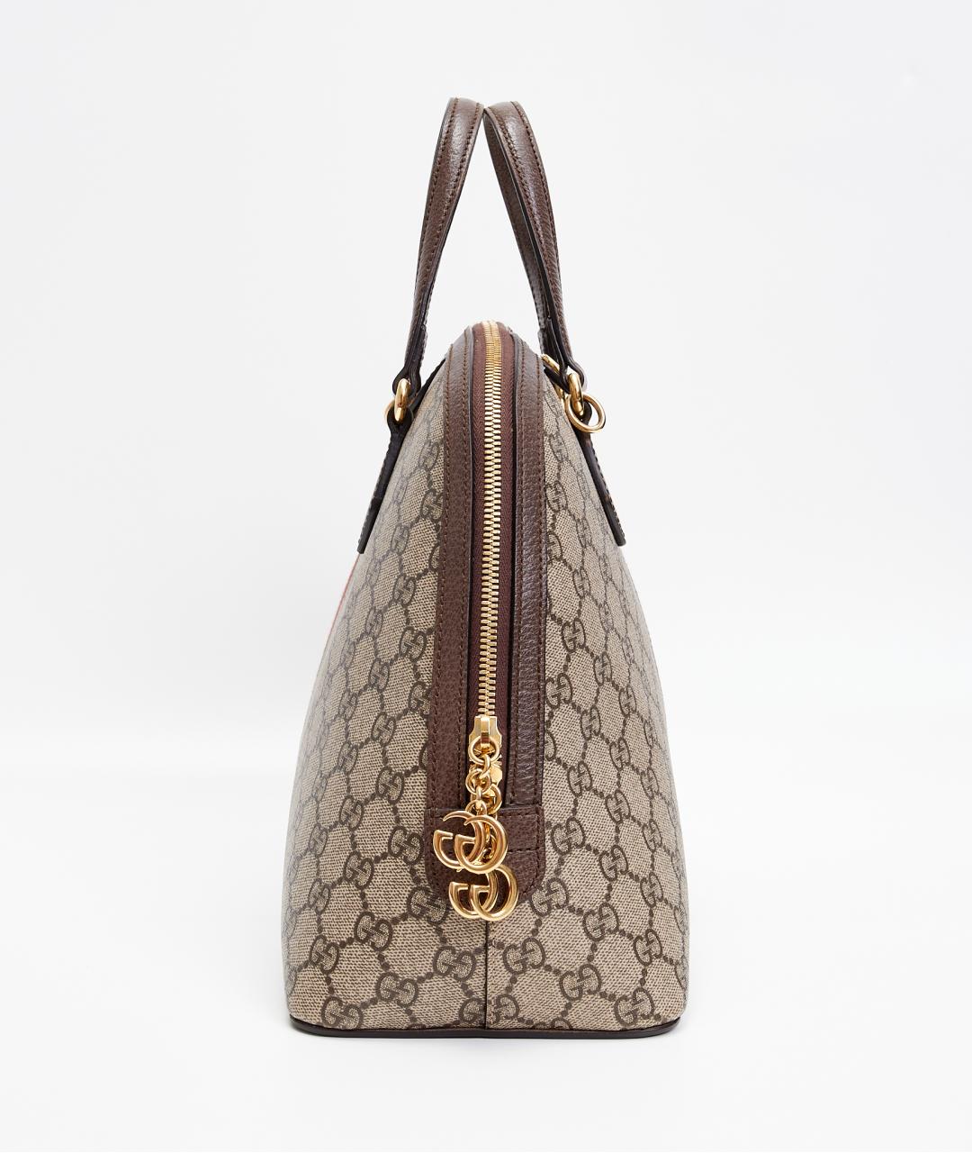 GUCCI Коричневая тканевая сумка тоут, фото 6