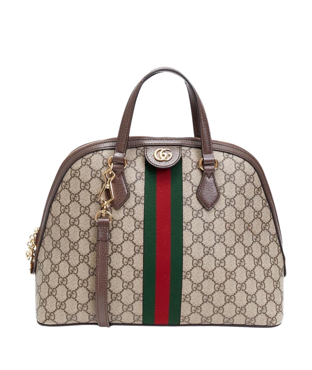 GUCCI Коричневая тканевая сумка тоут, фото 1