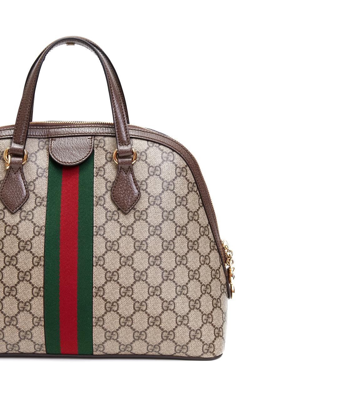 GUCCI Коричневая тканевая сумка тоут, фото 4