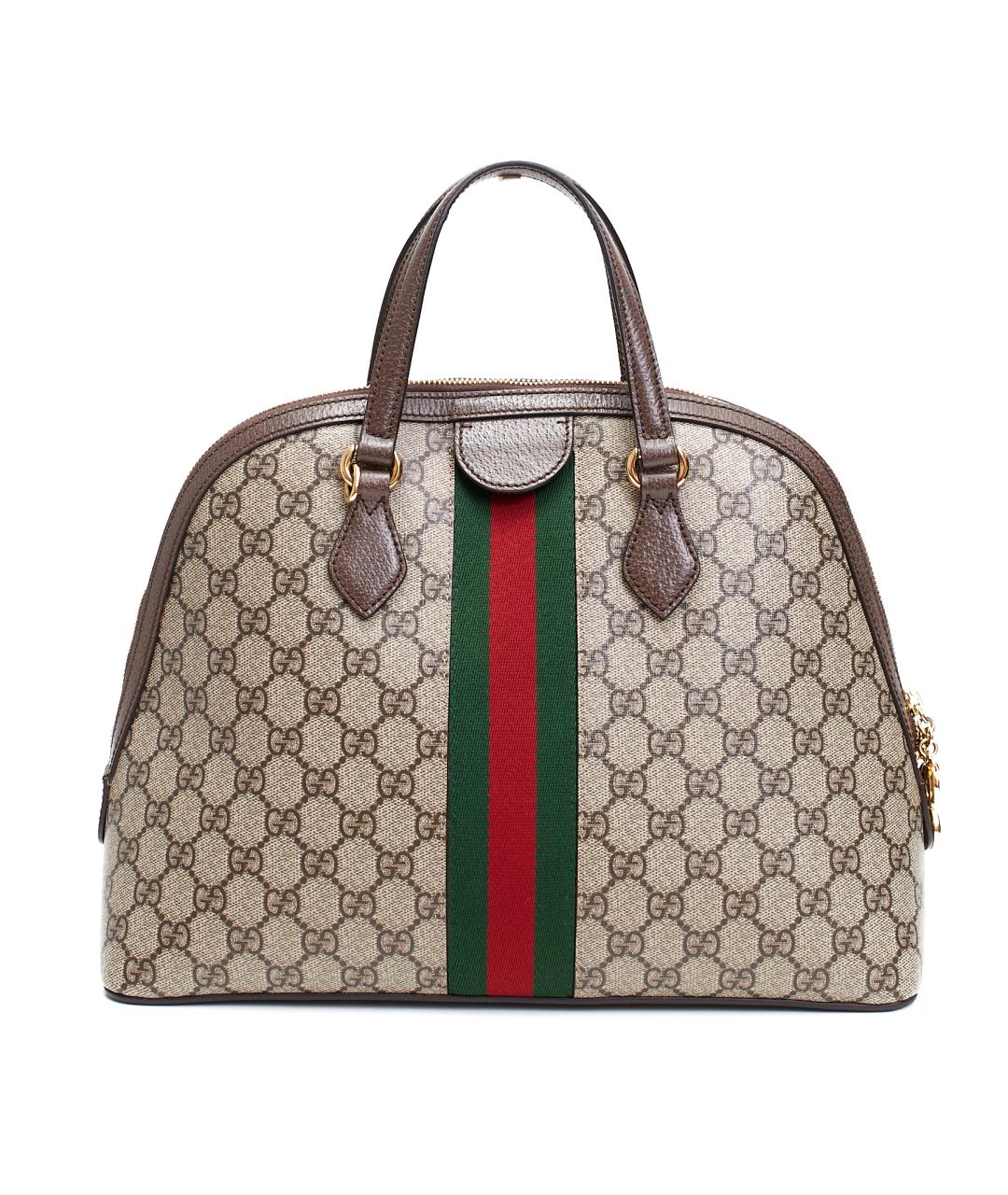 GUCCI Коричневая тканевая сумка тоут, фото 3