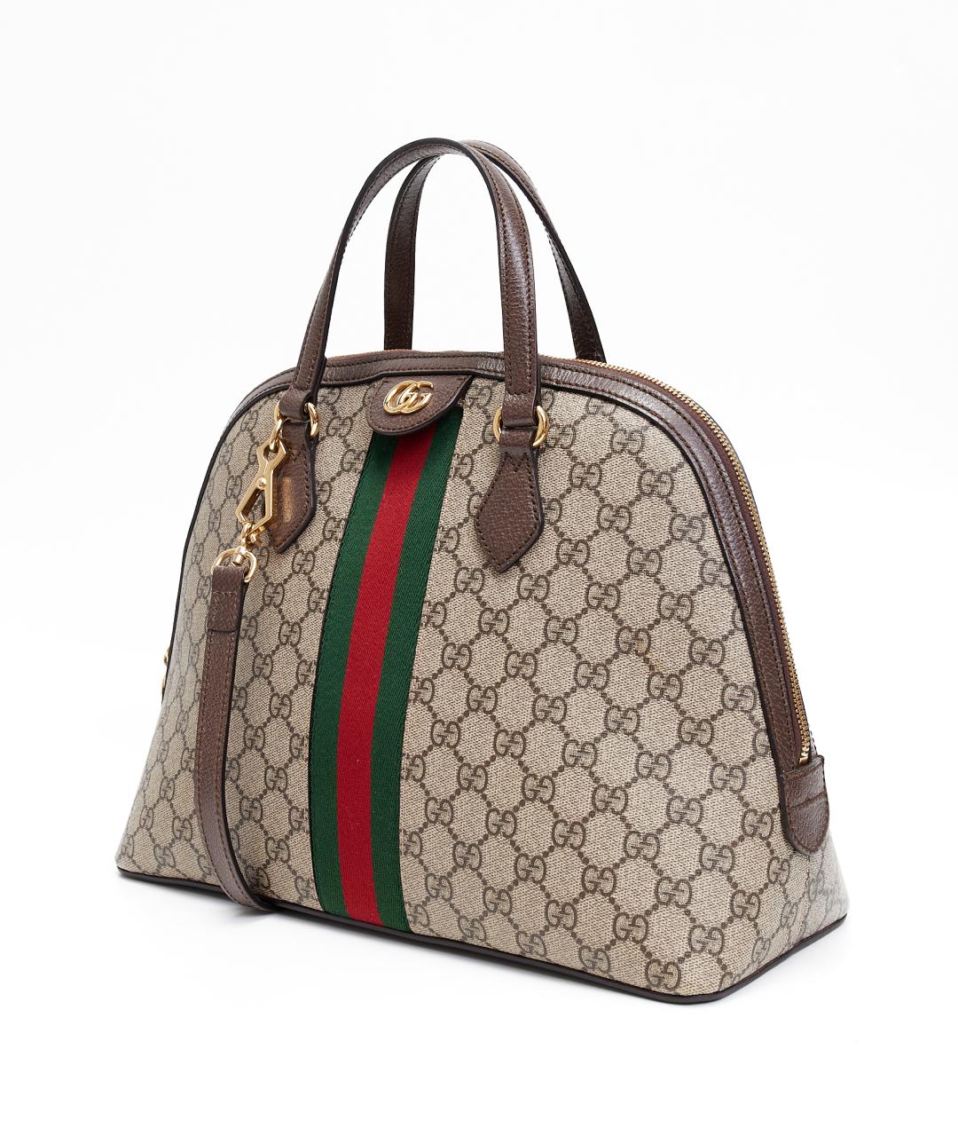 GUCCI Коричневая тканевая сумка тоут, фото 2