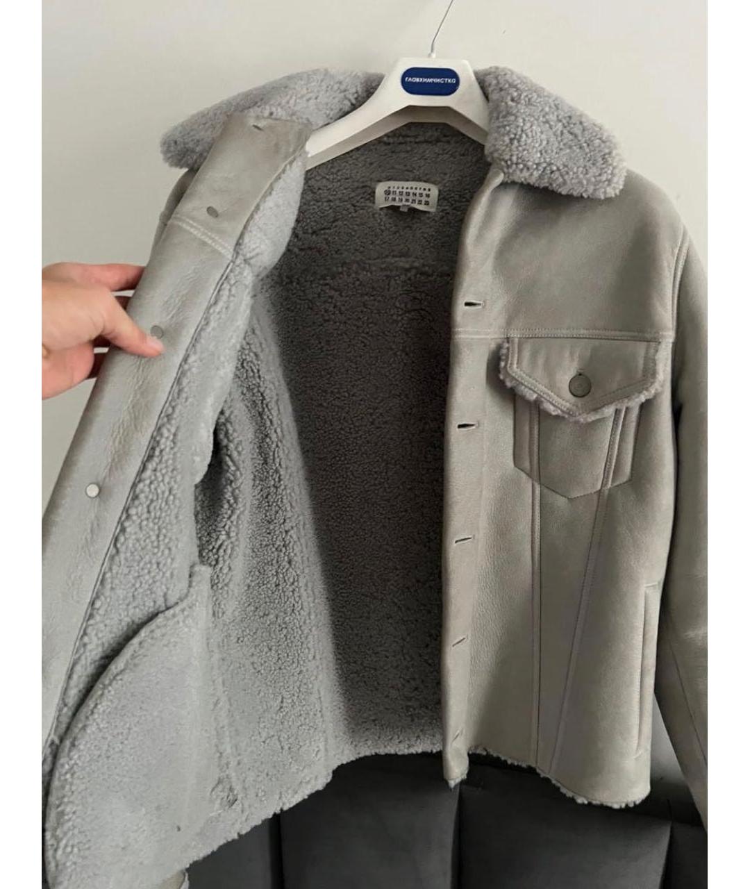 MAISON MARGIELA Серая кожаная дубленка/шуба, фото 4