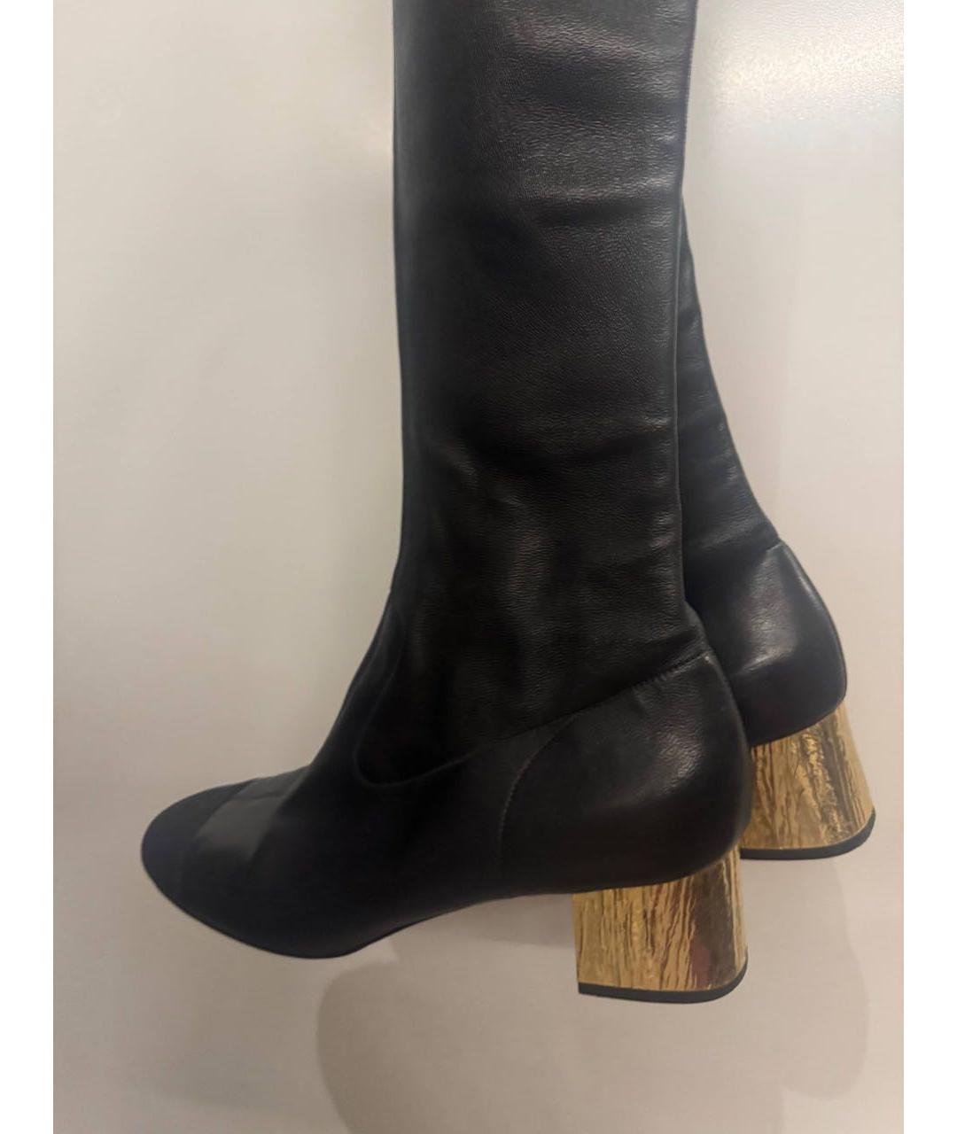 CHANEL Черные кожаные ботфорты, фото 4