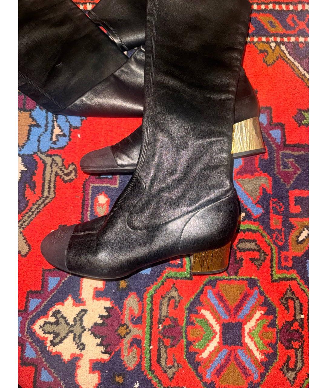 CHANEL Черные кожаные ботфорты, фото 3