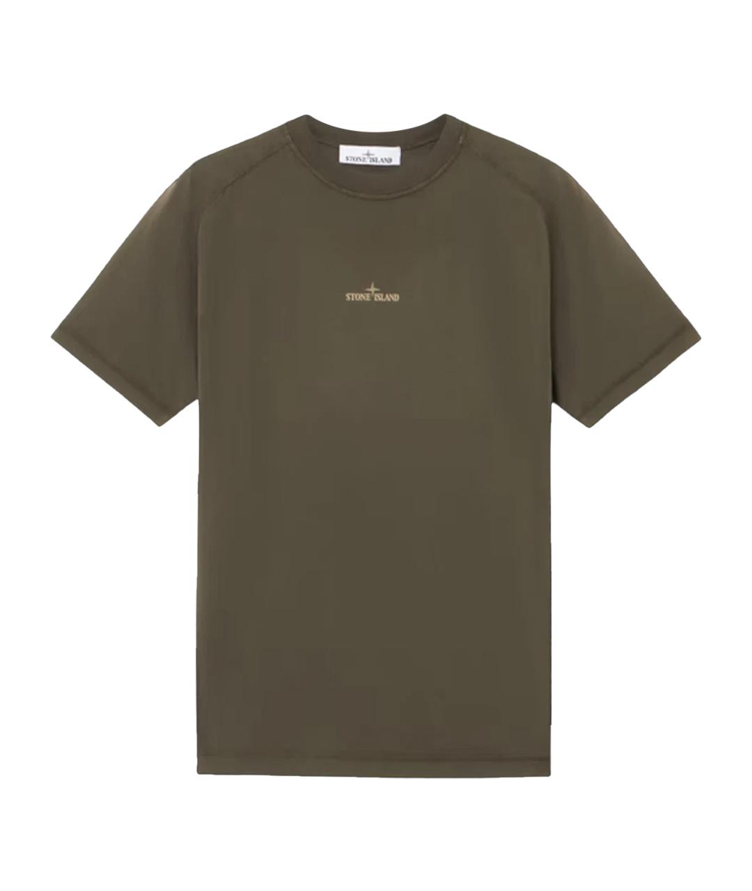 STONE ISLAND Хаки хлопковая футболка, фото 1
