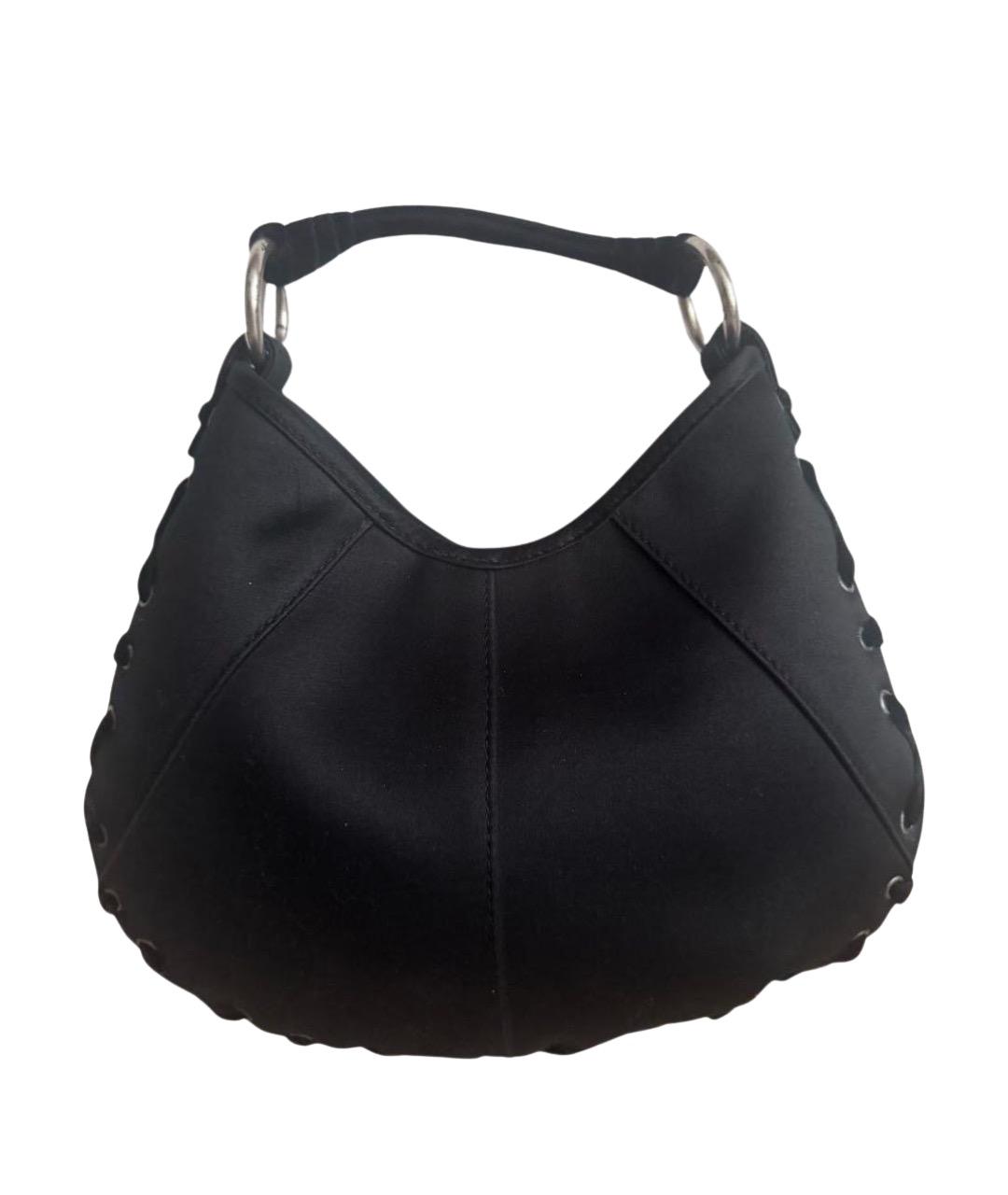 SAINT LAURENT Черная тканевая сумка с короткими ручками, фото 1