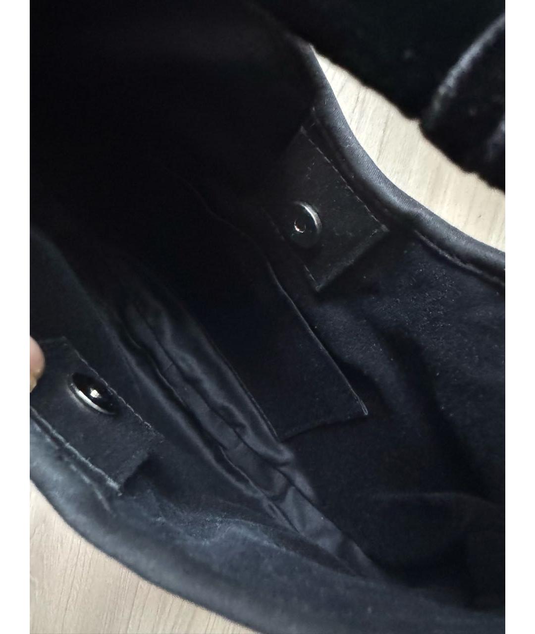 SAINT LAURENT Черная тканевая сумка с короткими ручками, фото 6