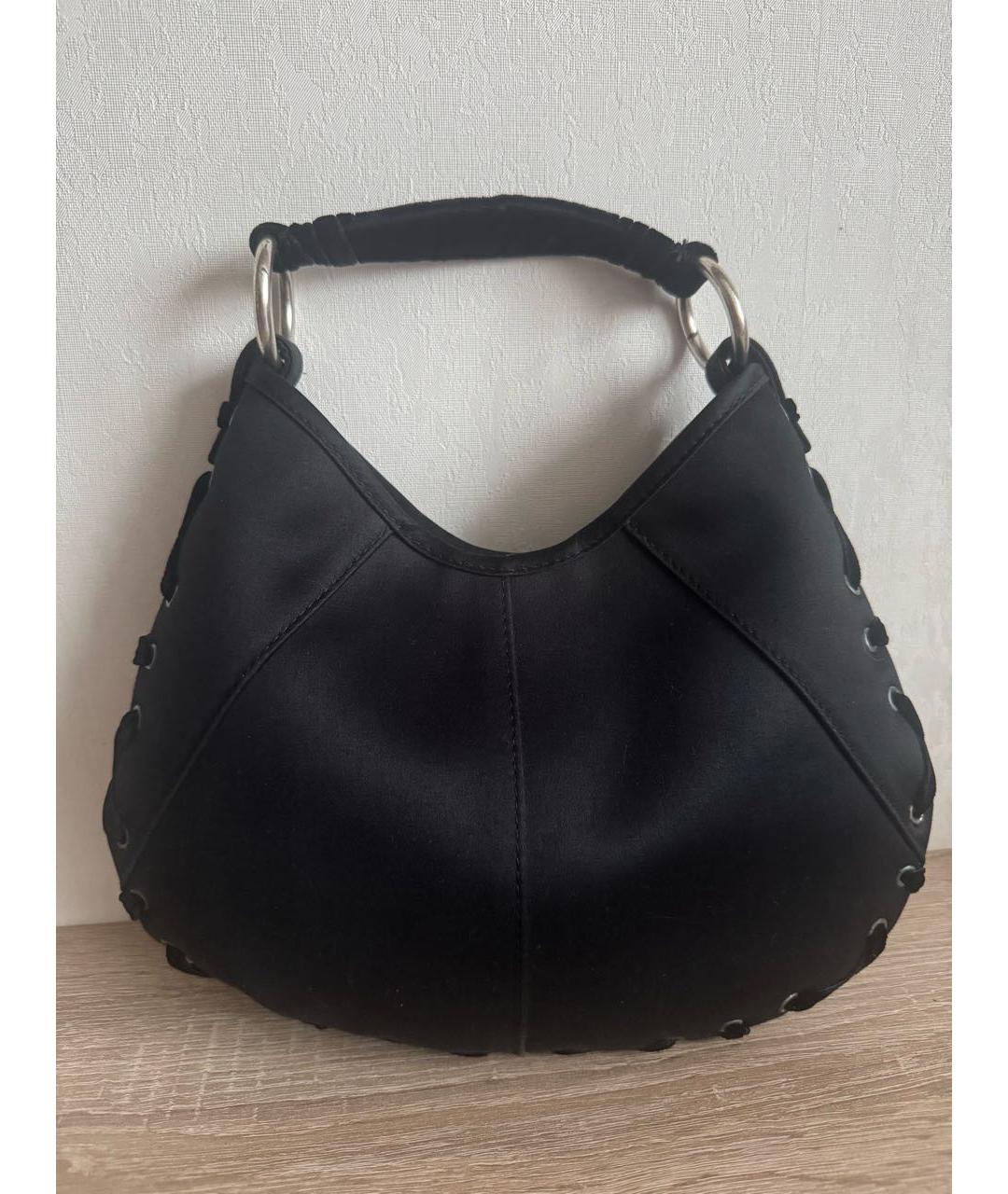 SAINT LAURENT Черная тканевая сумка с короткими ручками, фото 2