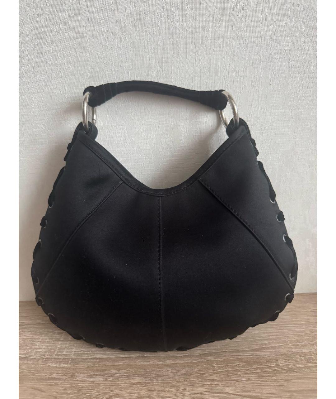 SAINT LAURENT Черная тканевая сумка с короткими ручками, фото 8