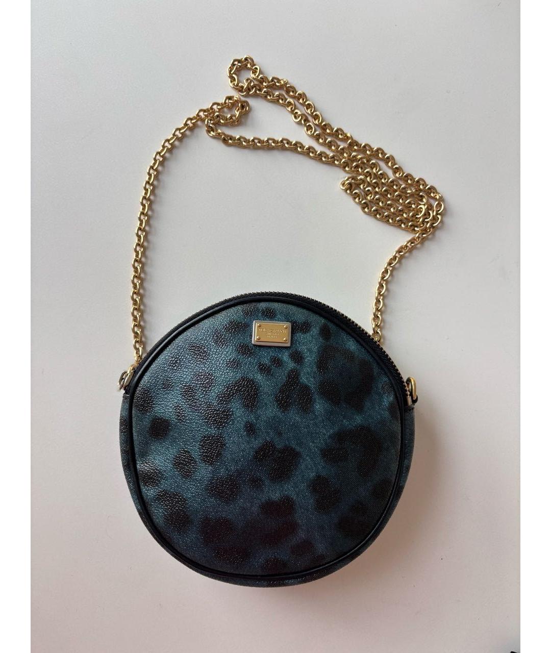 DOLCE&GABBANA Темно-синяя сумка через плечо из искусственной кожи, фото 6