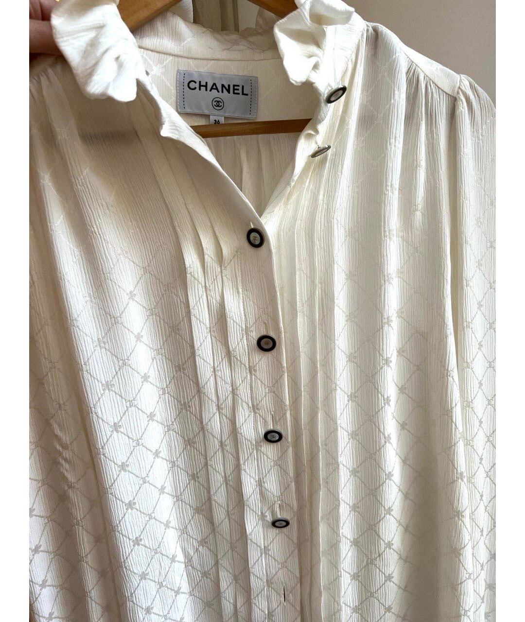 CHANEL PRE-OWNED Бежевая шелковая рубашка, фото 4