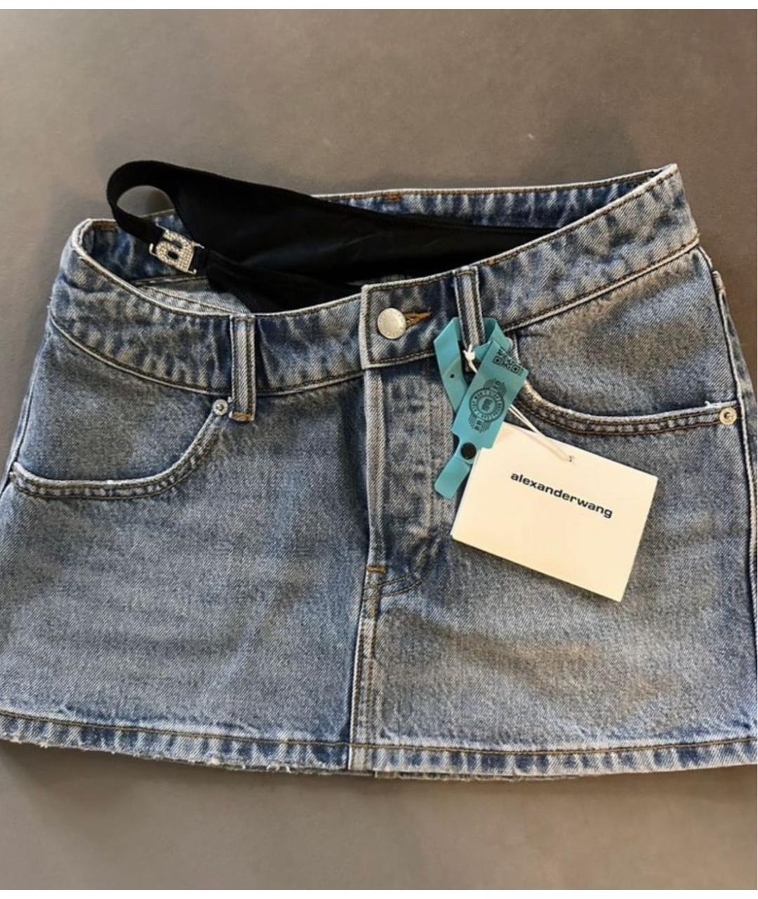 ALEXANDER WANG Синяя деним юбка мини, фото 3