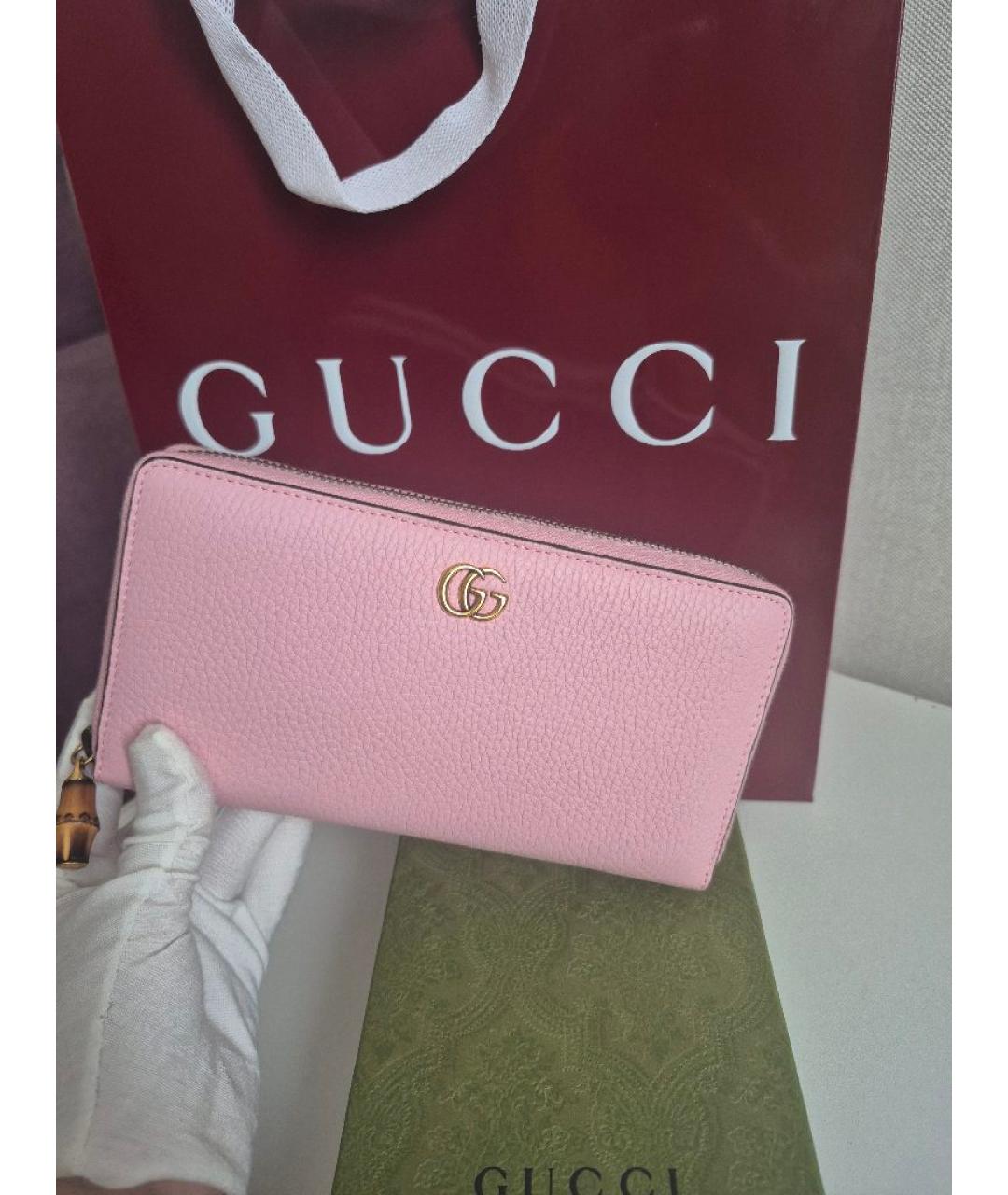 GUCCI Розовый кожаный кошелек, фото 2