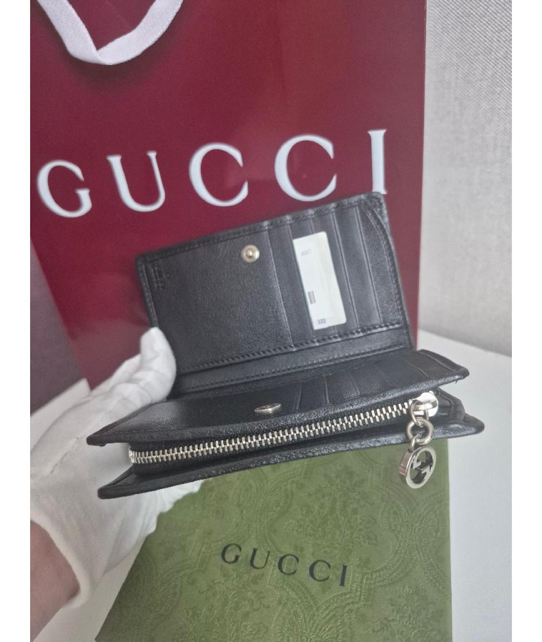 GUCCI Черный кожаный кошелек, фото 3