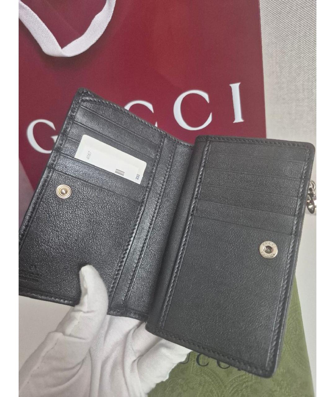 GUCCI Черный кожаный кошелек, фото 4
