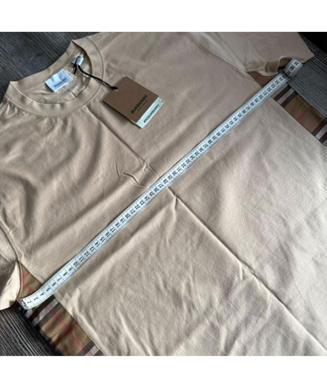 BURBERRY Бежевая хлопковая футболка, фото 5