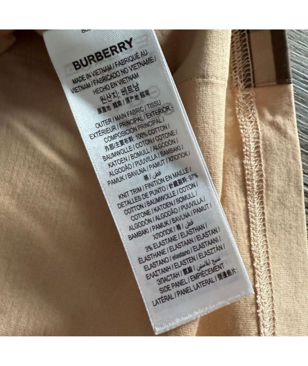 BURBERRY Бежевая хлопковая футболка, фото 7