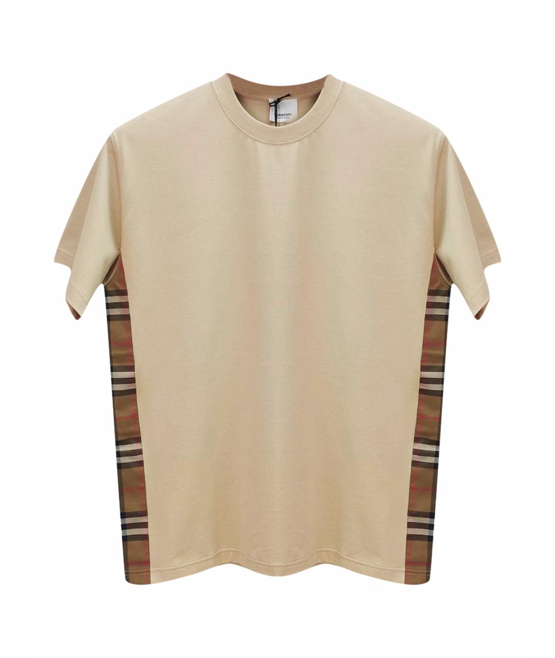 BURBERRY Бежевая хлопковая футболка, фото 1
