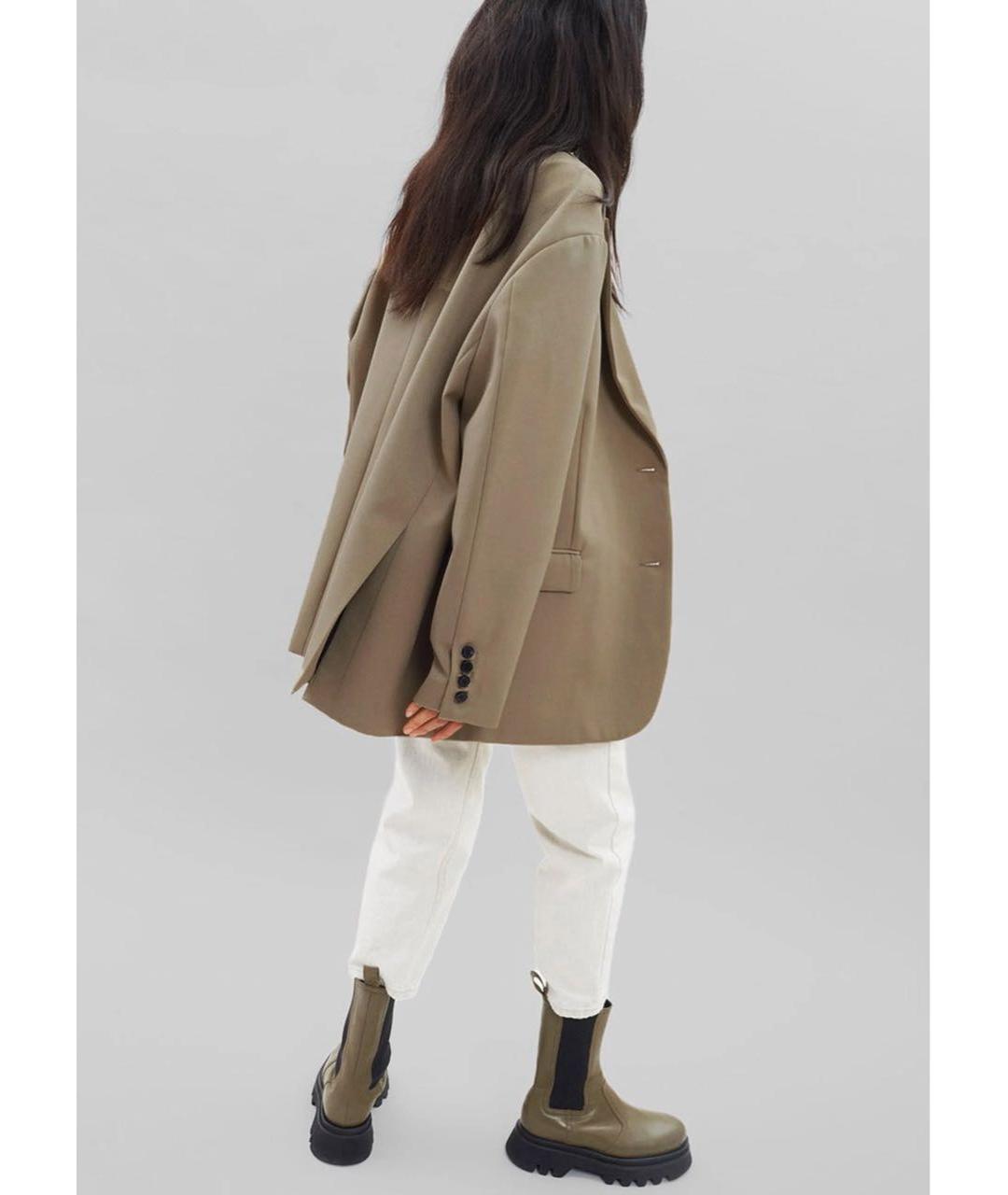 THE FRANKIE SHOP Коричневый вискозный жакет/пиджак, фото 6