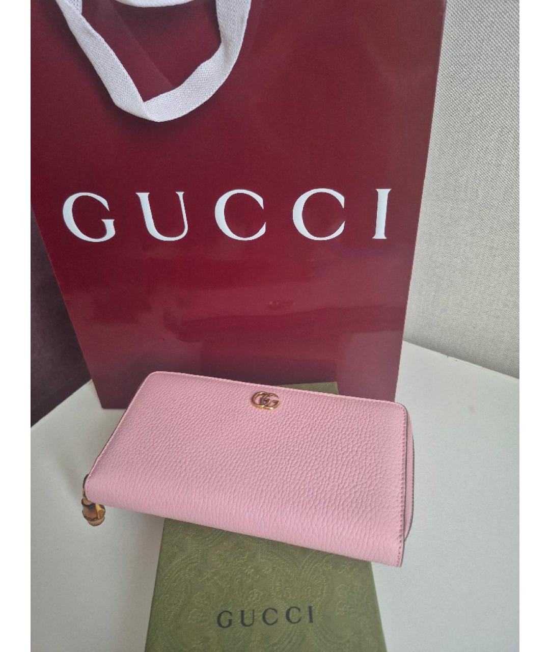 GUCCI Розовый кожаный кошелек, фото 3