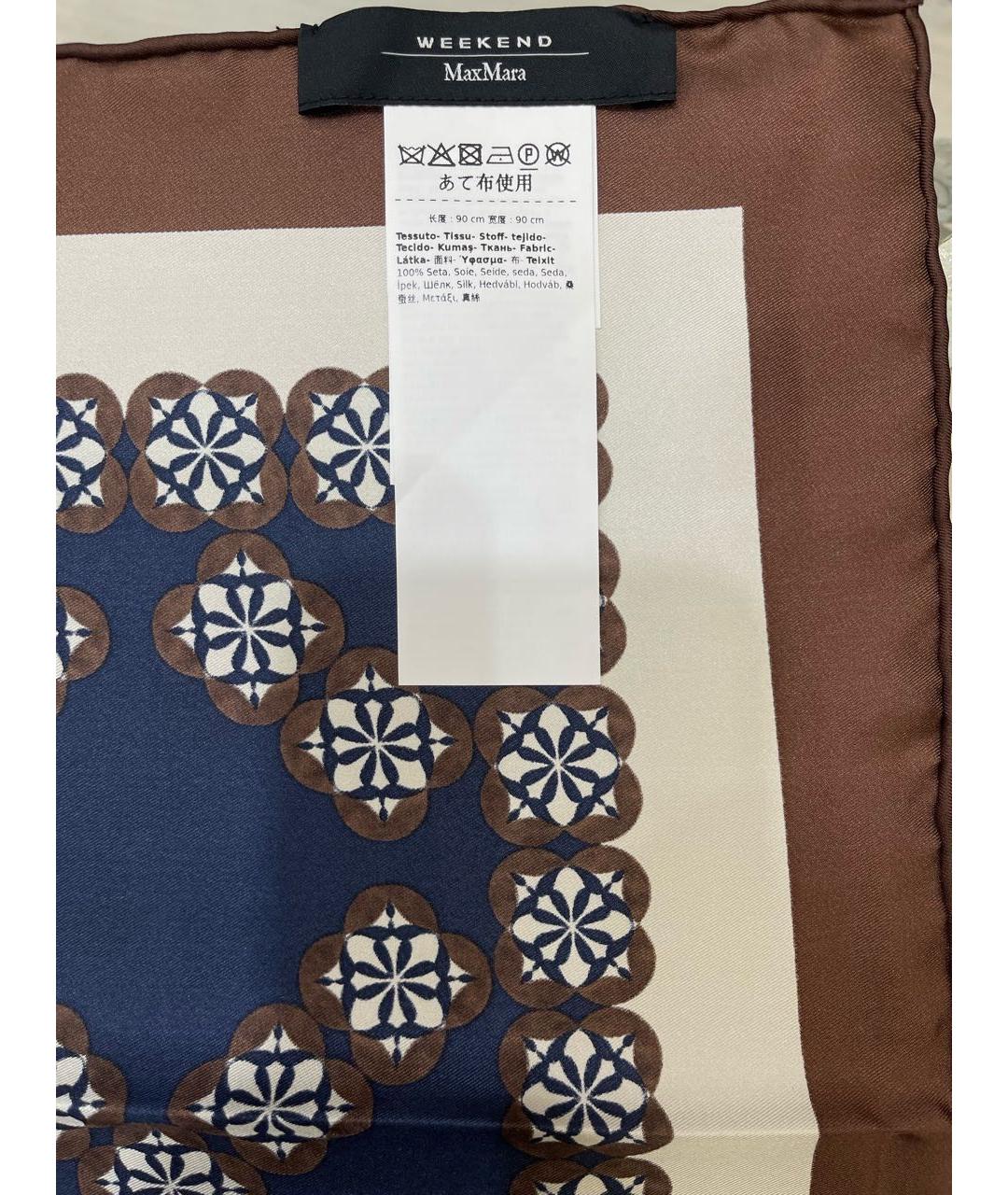 WEEKEND MAX MARA Темно-синий шелковый платок, фото 3