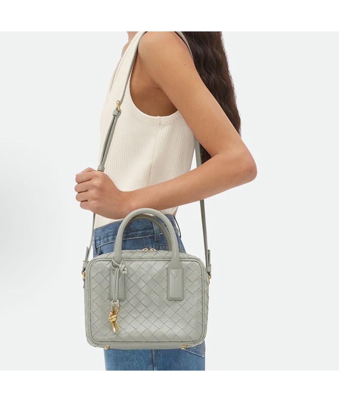 BOTTEGA VENETA Серая кожаная сумка через плечо, фото 5