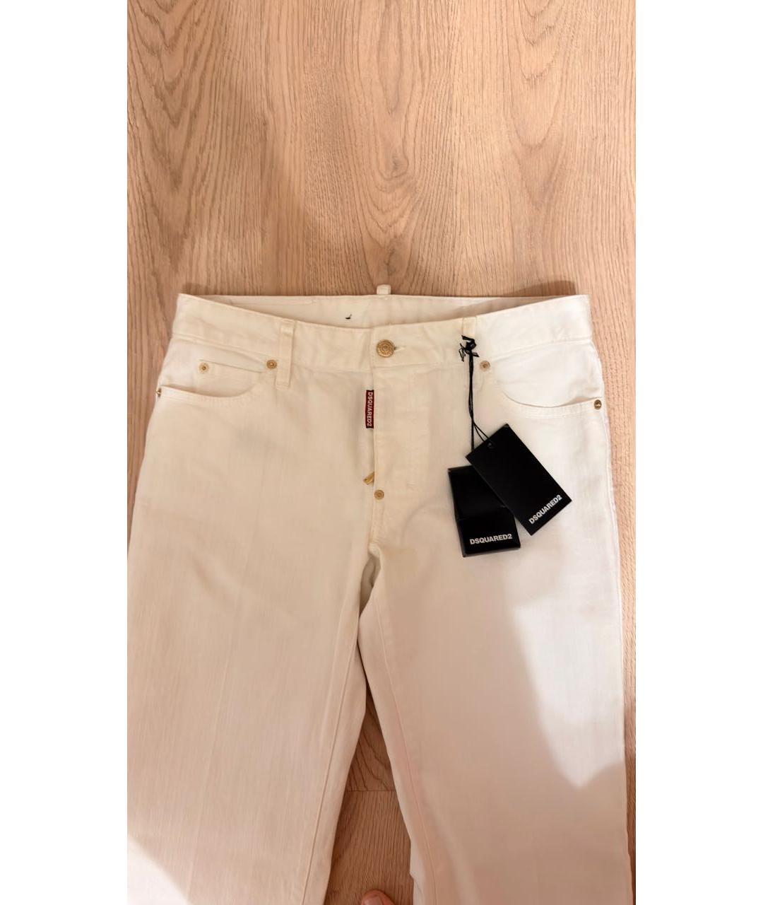 DSQUARED2 Белые хлопковые прямые джинсы, фото 4